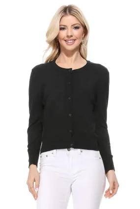 3/4 Sleeve Classic Black Cardigan