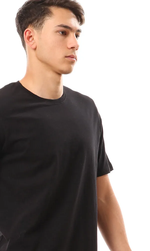 94613 Basic Round Short Sleeves Black T-shirt