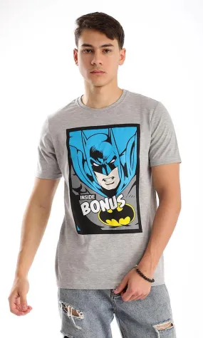 95067 Attractive Batman Printing Heather Grey T-shirt