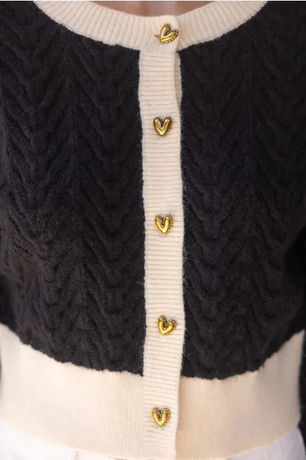 Accent Button Contrast Cardigan