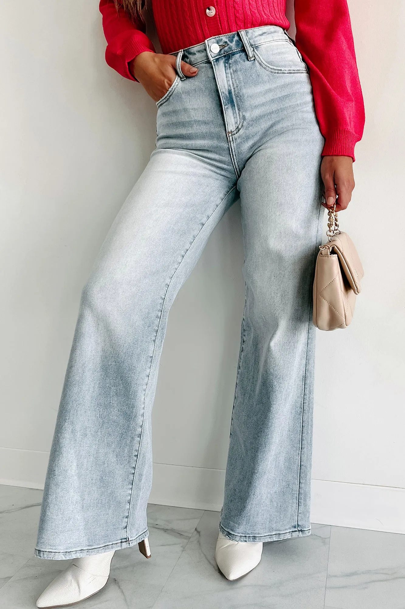 Alana High Rise Wide Leg Risen Jeans (Light)