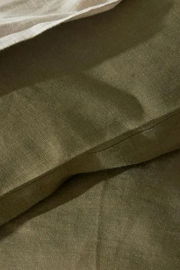 Belgian Washed Linen Olive King Fitted Sheet