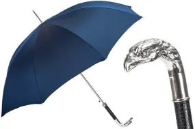 BLUE UMBRELLA, SILVER EAGLE HANDLE