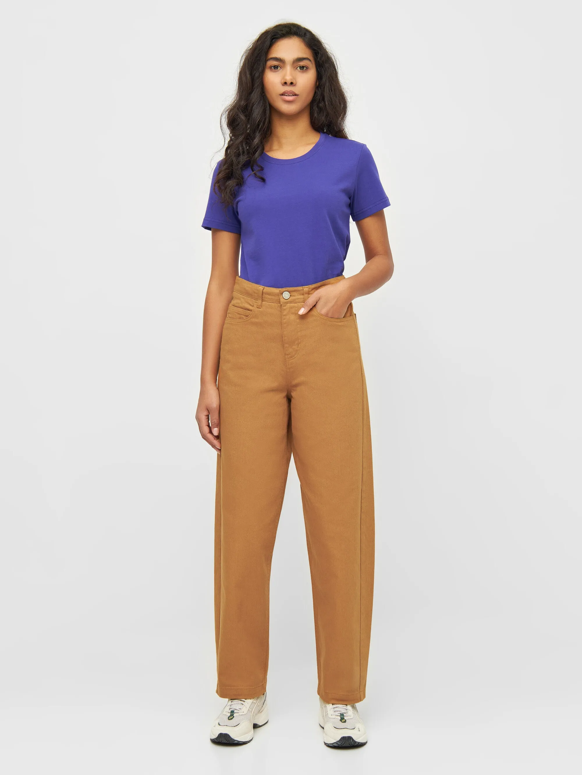 CHLOE barrel high-rise twill 5-pocket pants - Brown Sugar