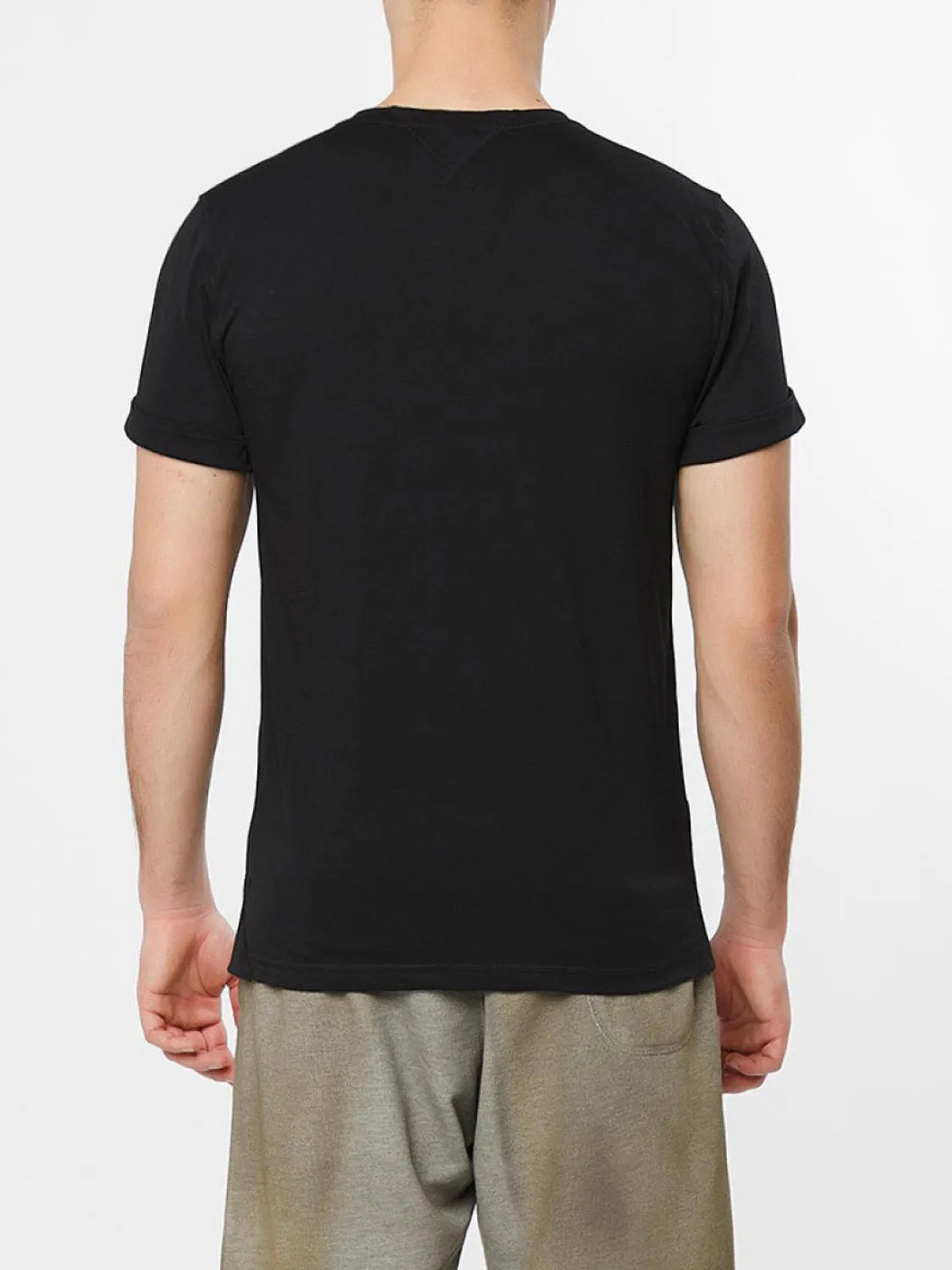 Cotton Jersey Trimmed Crew Neck T-Shirt Black