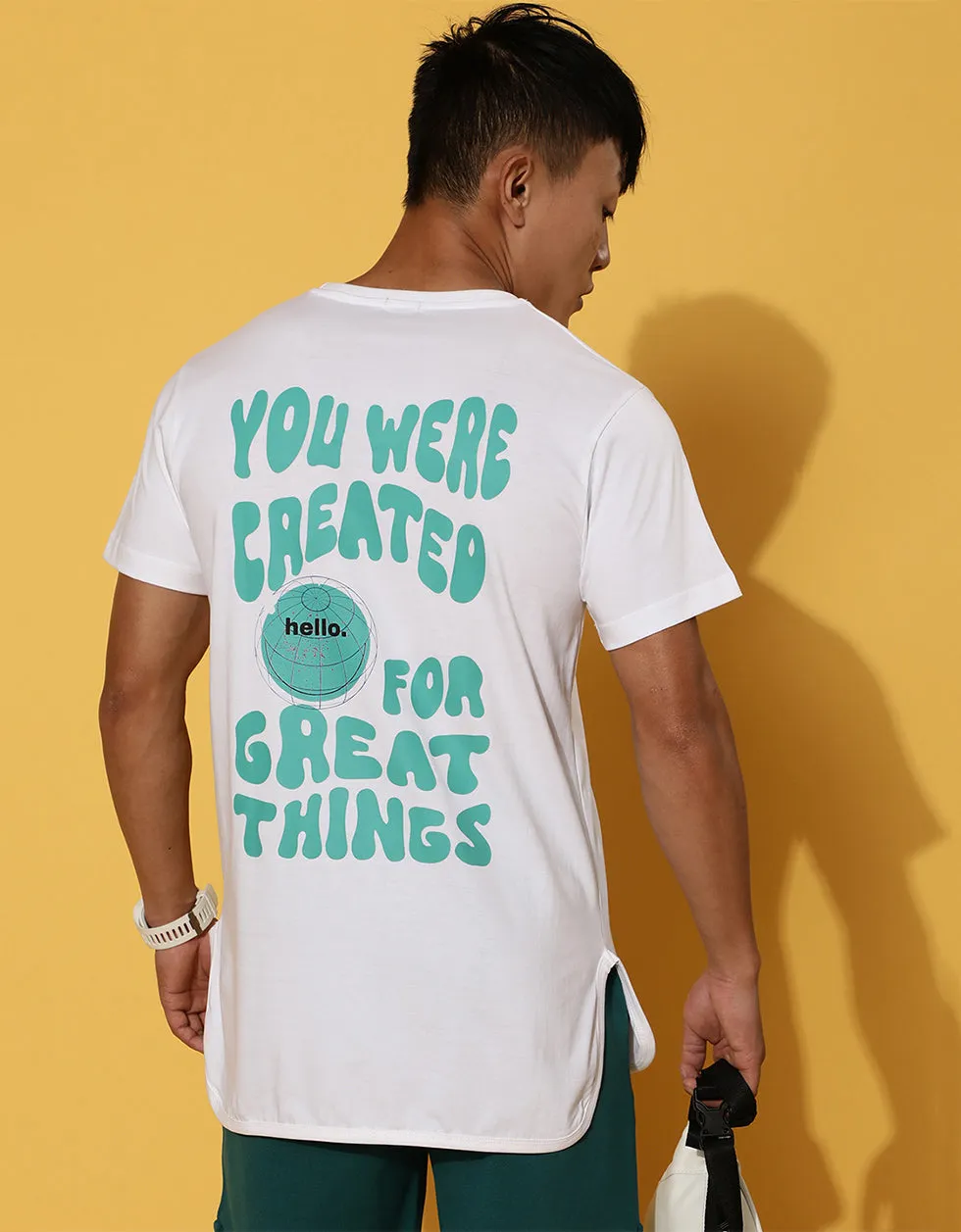 Created for Great Things White Regular Back Typographic Printed Tshirt