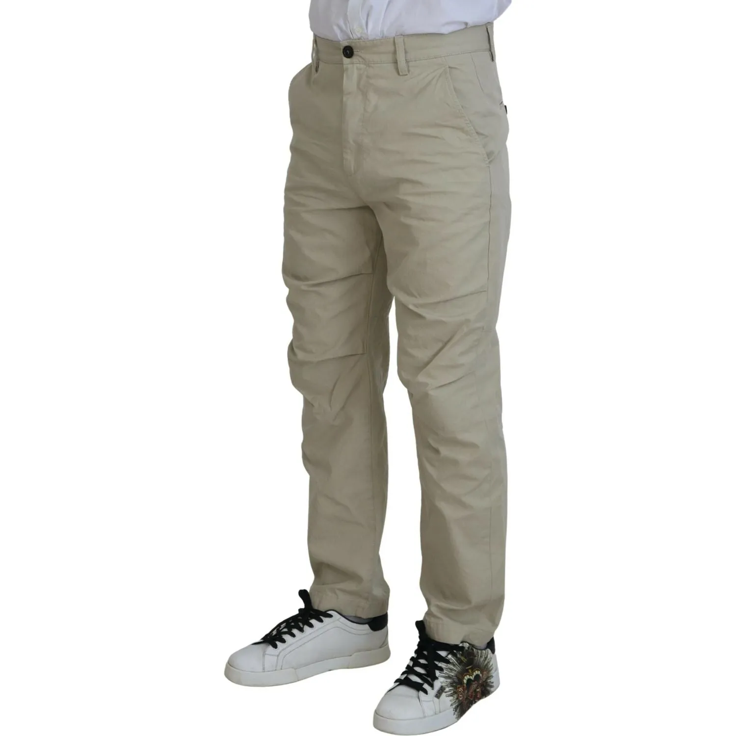 Dsquared² Beige Cotton Straight Fit Men Casual Pants