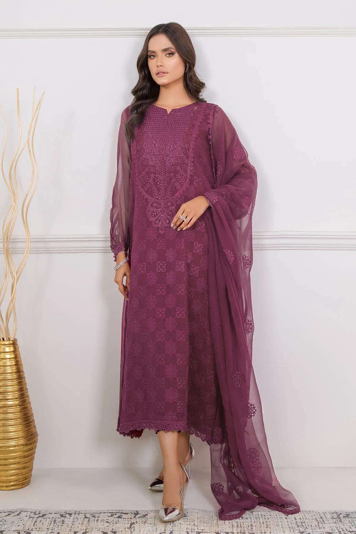 EMBROIDERED SCHIFFLI CHIFFON UF-337