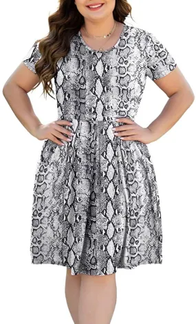 HAOMEILI Women's Plus Size Long Sleeve Dress Casual Pleated Swing Dresses with Pockets