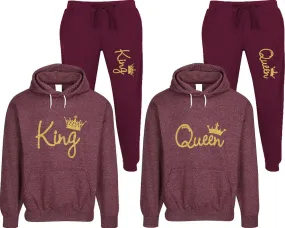 King Queen Couple Speckle Hoodies and Jogger Pants Matching Top&Bottom Sets