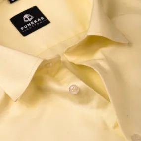 Light Yellow Color Cotton Satin Shirt For Men