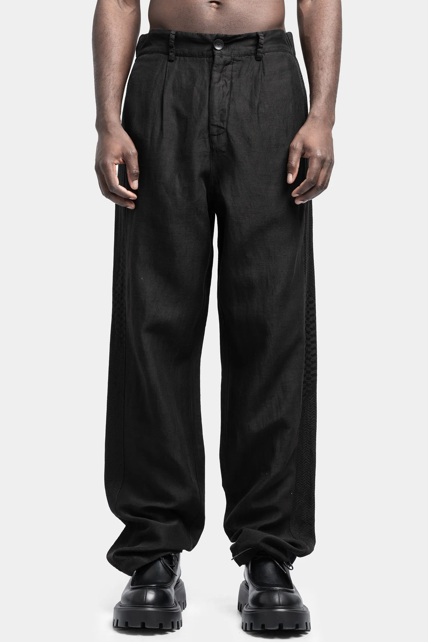 Linen blend pleated trousers