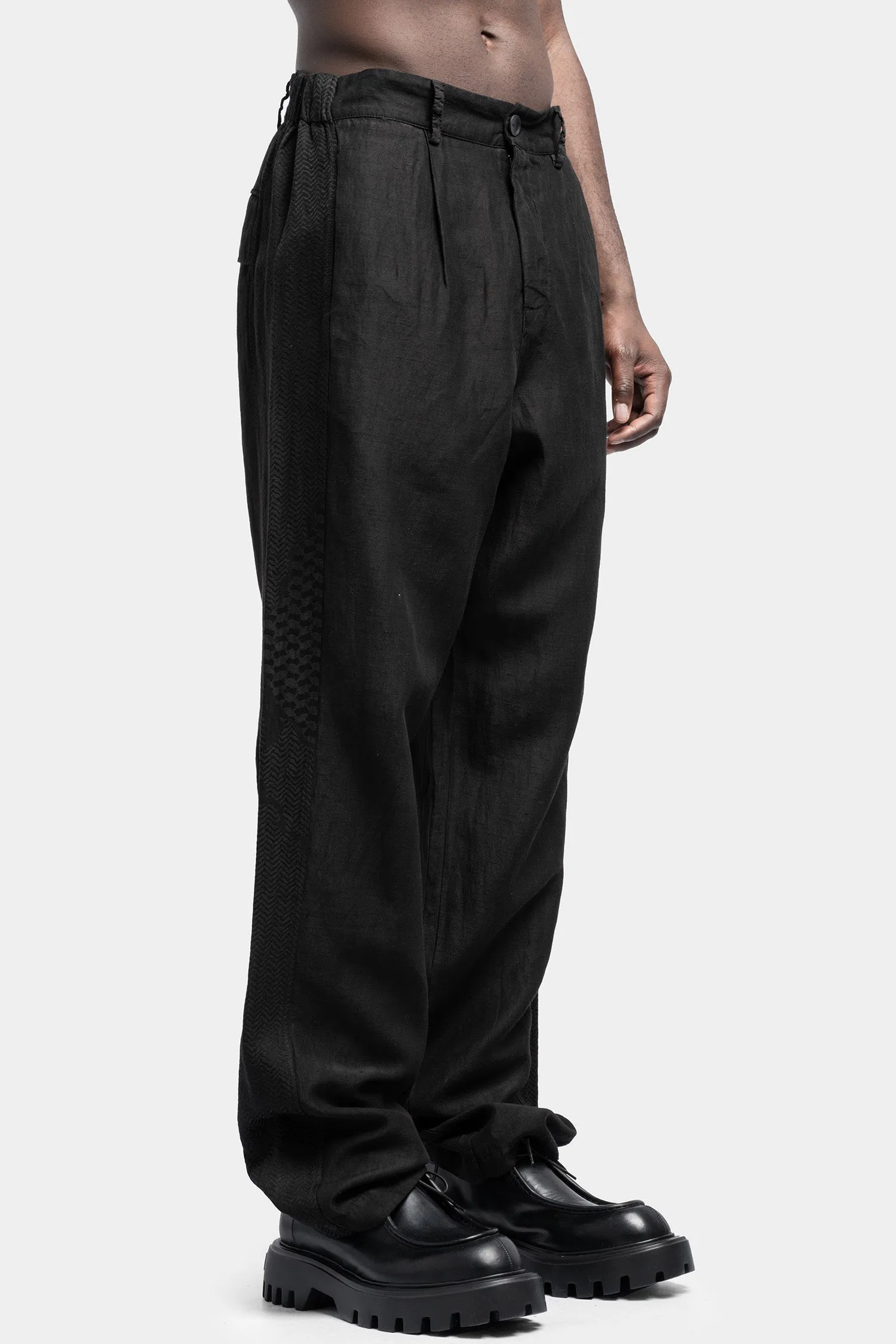 Linen blend pleated trousers