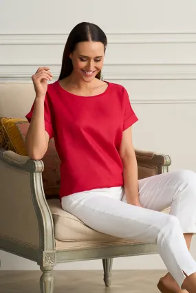 Linen Mix Top - Rouge