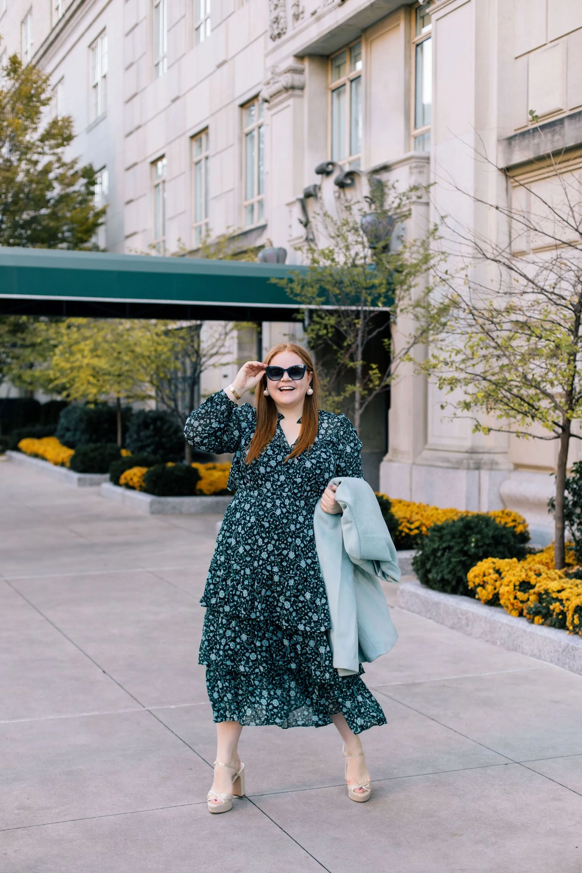 Long Sleeve Ruffle Top in Fall Vines