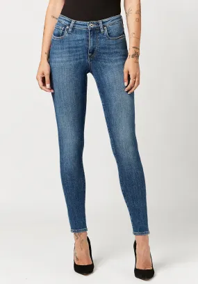 Mid Rise Skinny Alexa Women's Jeans in Sanded Mid Blue - BL15749