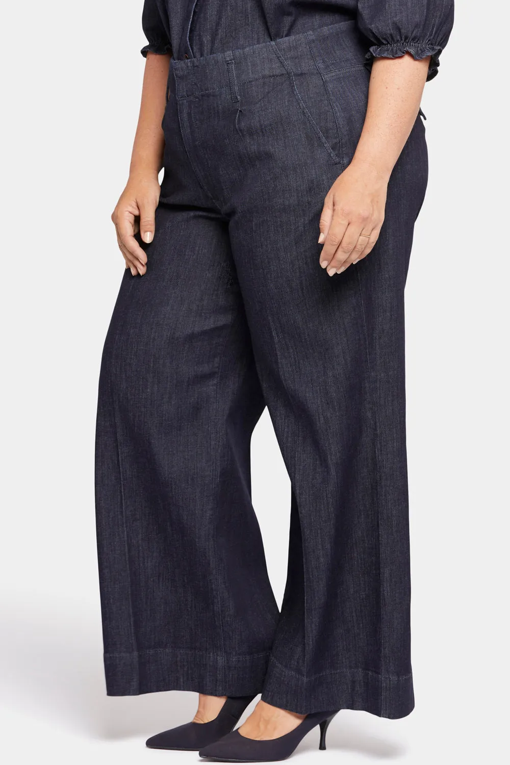 Mona Wide Leg Trouser Jeans In Plus Size - Lightweight Rinse