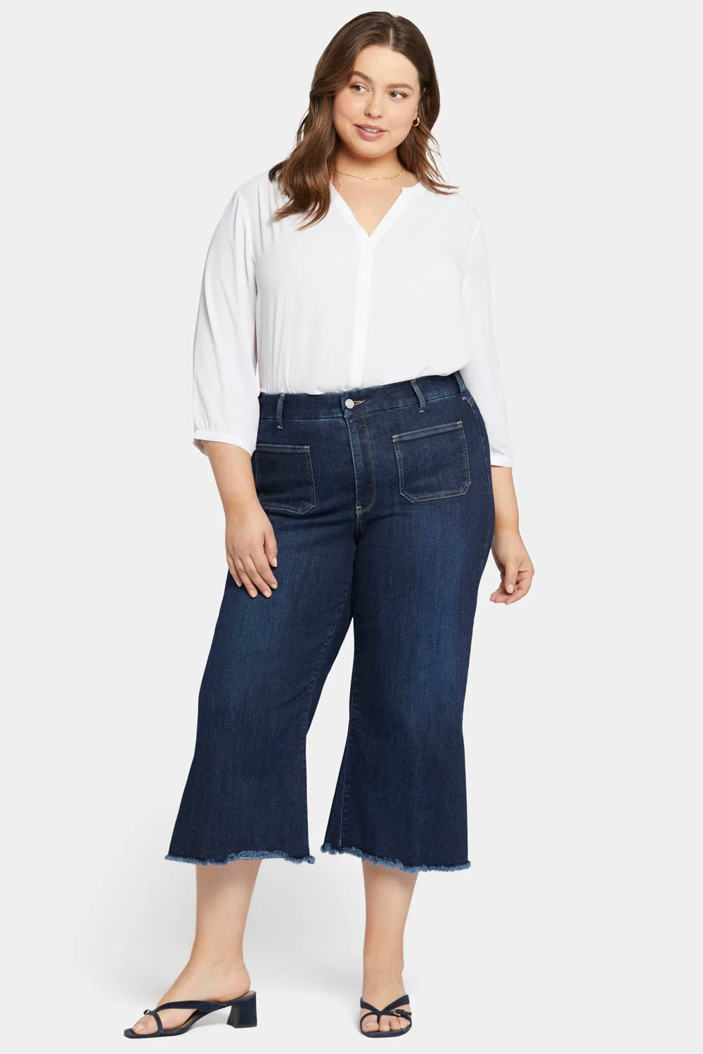 Patchie Wide Leg Capri Jeans In Plus Size - Sublime