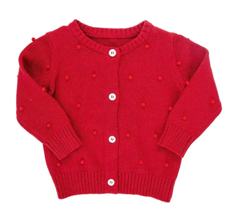 Red Pom Pom Cardigan