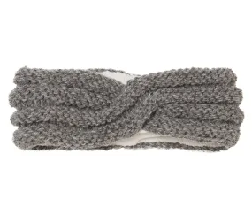 Sherpa fleece lined, Winter headband, Grey Wool Head band, head wrap, Womens Headband