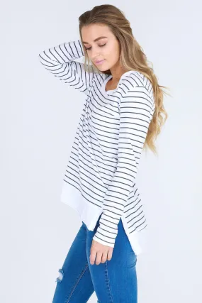 Strumpet Long Sleeve Tee - White  Stripe