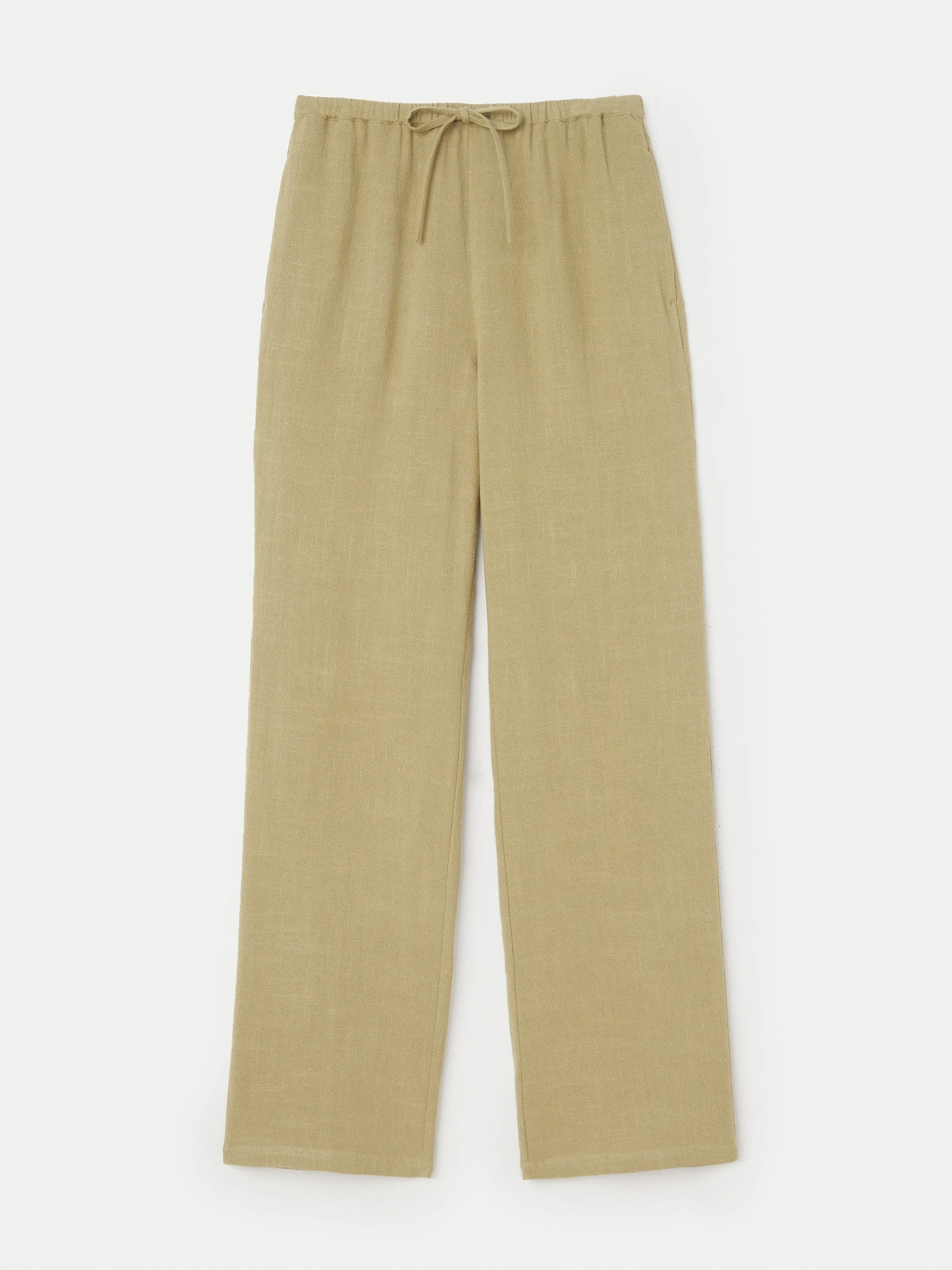 The Relaxed Linen Blend Pant in Green Beige