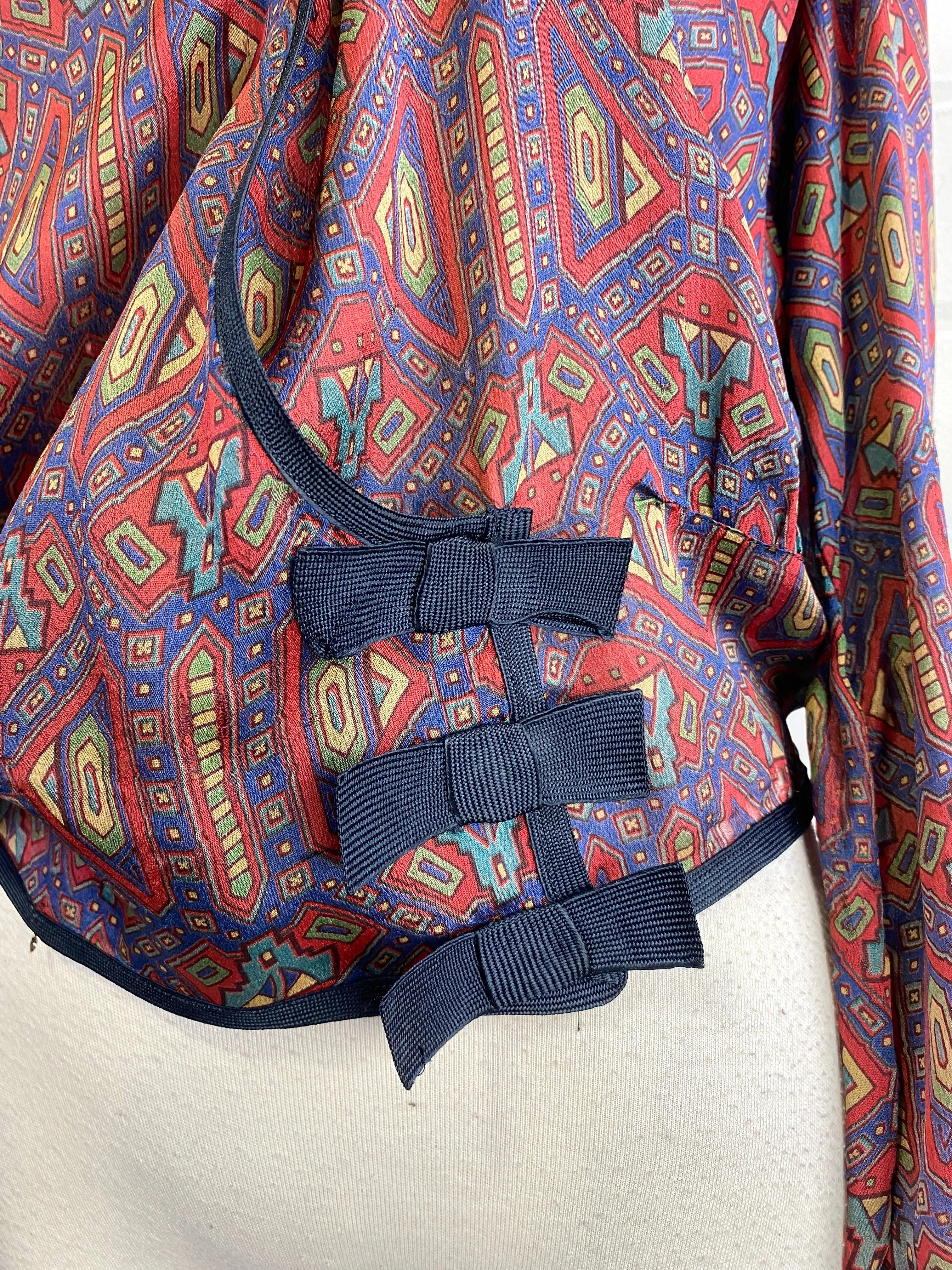 Vintage 1920s Art Deco Print Chiffon Blouse, B41"