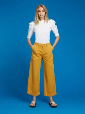 Willow Wide Leg Denim Trouser in Yellow