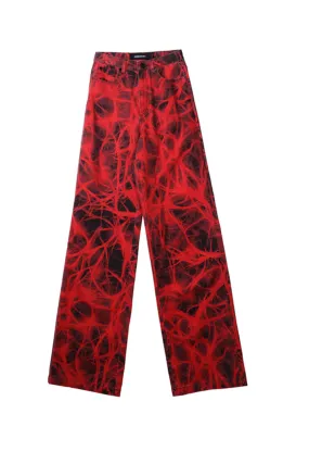 X-Ray Print Wide-Leg Jeans